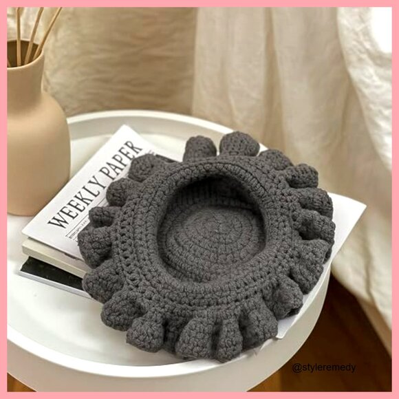 Crochet Bucket Hat Women Knit Floppy Cap Handmade Beanie Outdoor Travel main image 5